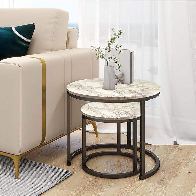 SG Traders Round Nested Coffee Table - Set of 2 - - 