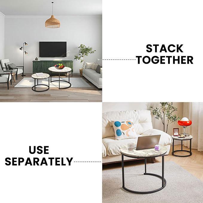 SG Traders Round Nested Coffee Table - Set of 2 - - 