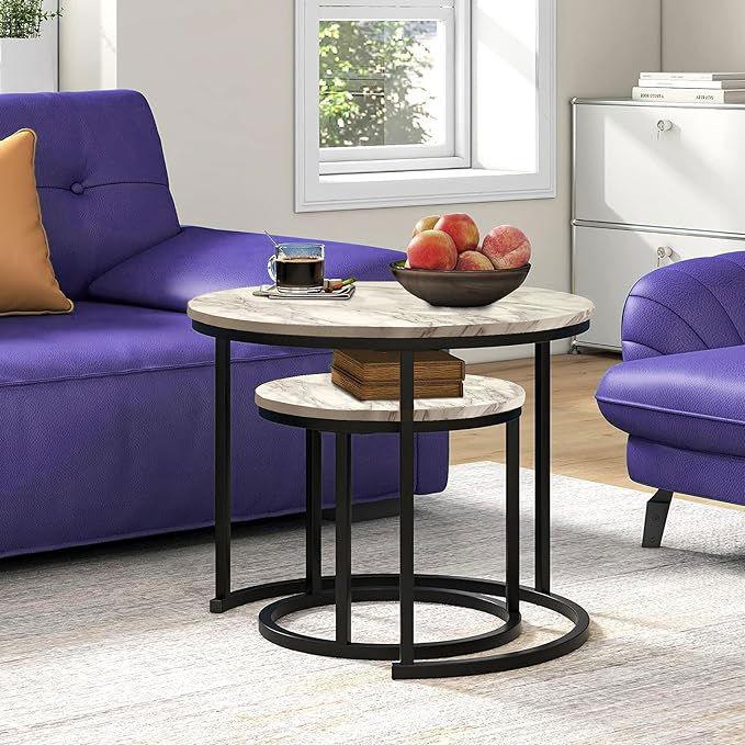 SG Traders Round Nested Coffee Table - Set of 2 - - 