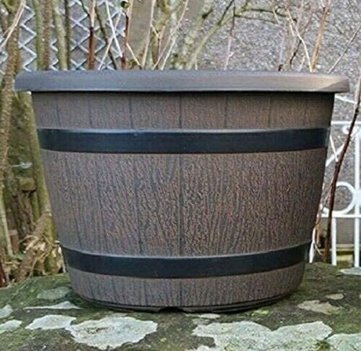 SG Traders™ Round Plastic Barrel Tub Planters - - 