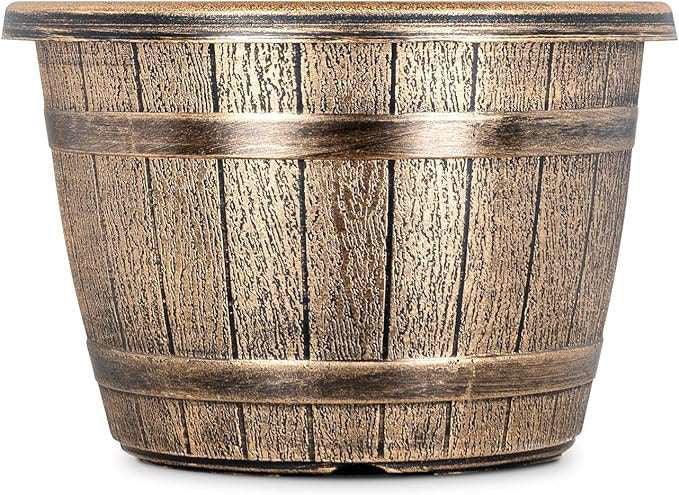 SG Traders™ Round Plastic Barrel Tub Planters - - 