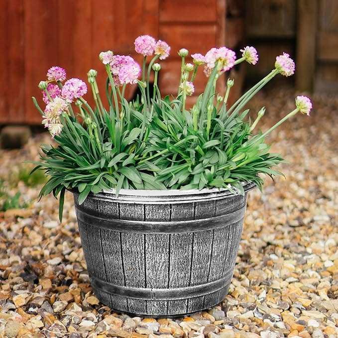 SG Traders™ Round Plastic Barrel Tub Planters - - 