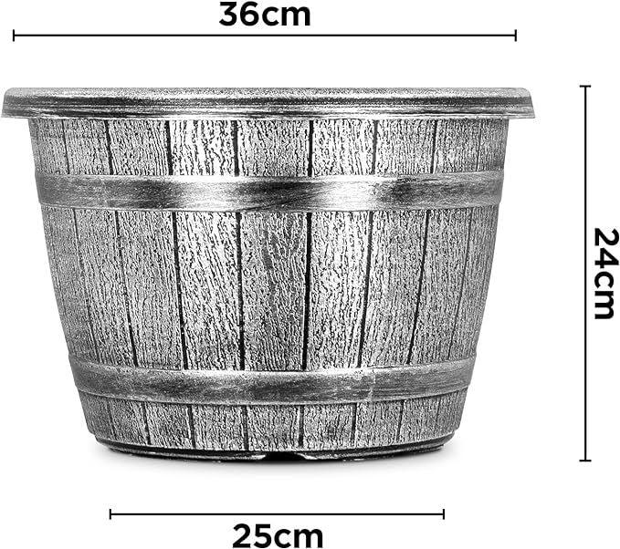 SG Traders™ Round Plastic Barrel Tub Planters - - 