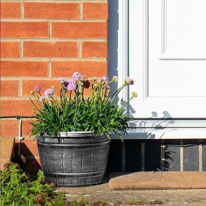 SG Traders™ Round Plastic Barrel Tub Planters - - 