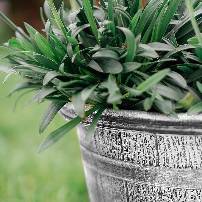 SG Traders™ Round Plastic Barrel Tub Planters - - 