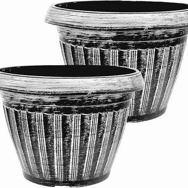 SG Traders Round Rippled Outdoor Garden Planters - - 