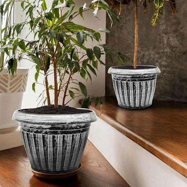 SG Traders Round Rippled Outdoor Garden Planters - - 