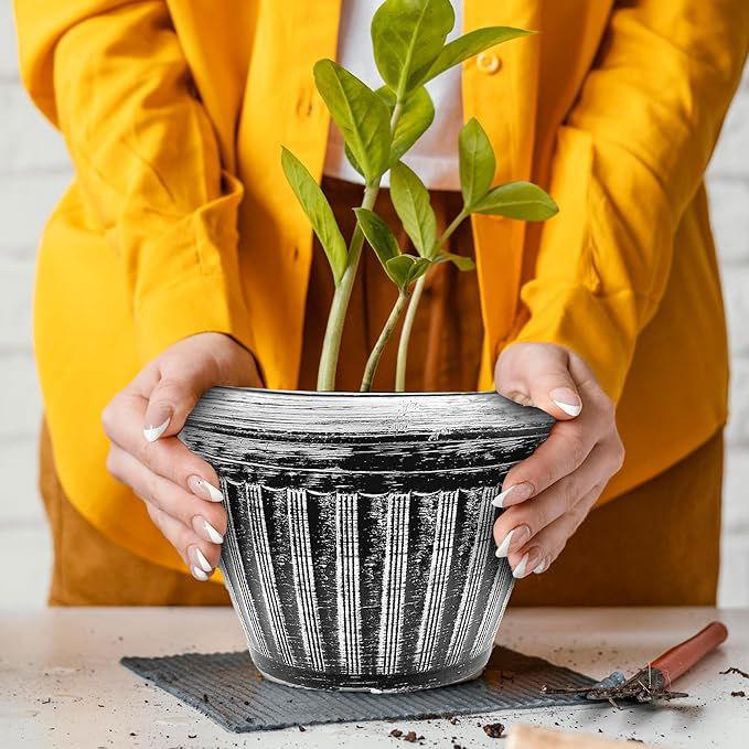 SG Traders Round Rippled Outdoor Garden Planters - - 