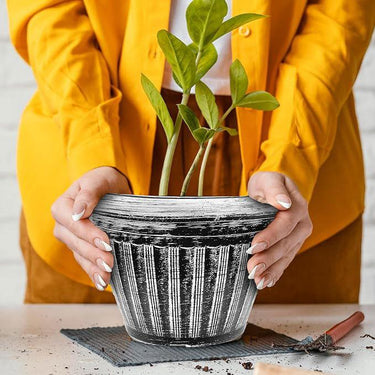 SG Traders Round Rippled Outdoor Garden Planters - - 