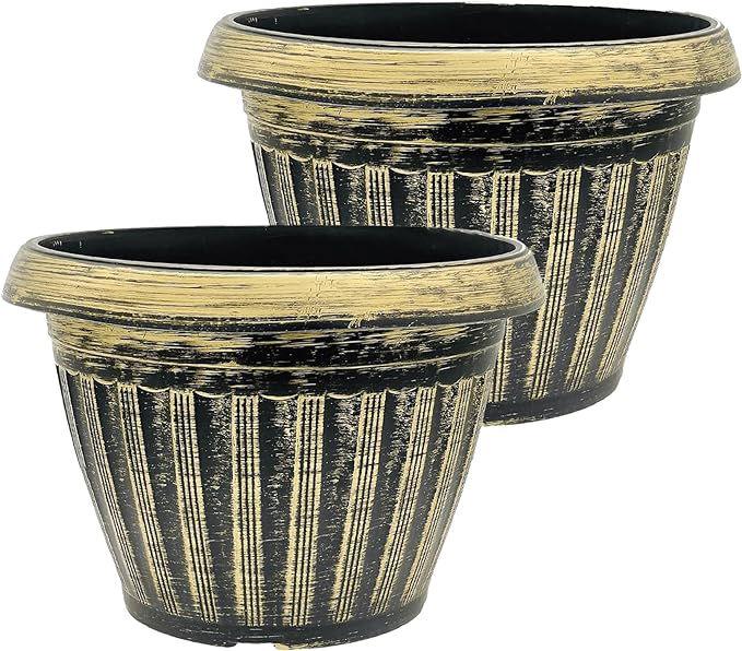 SG Traders Round Rippled Outdoor Garden Planters - - 