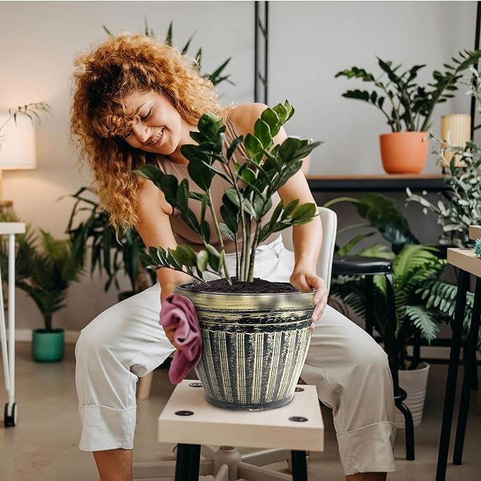 SG Traders Round Rippled Outdoor Garden Planters - - 
