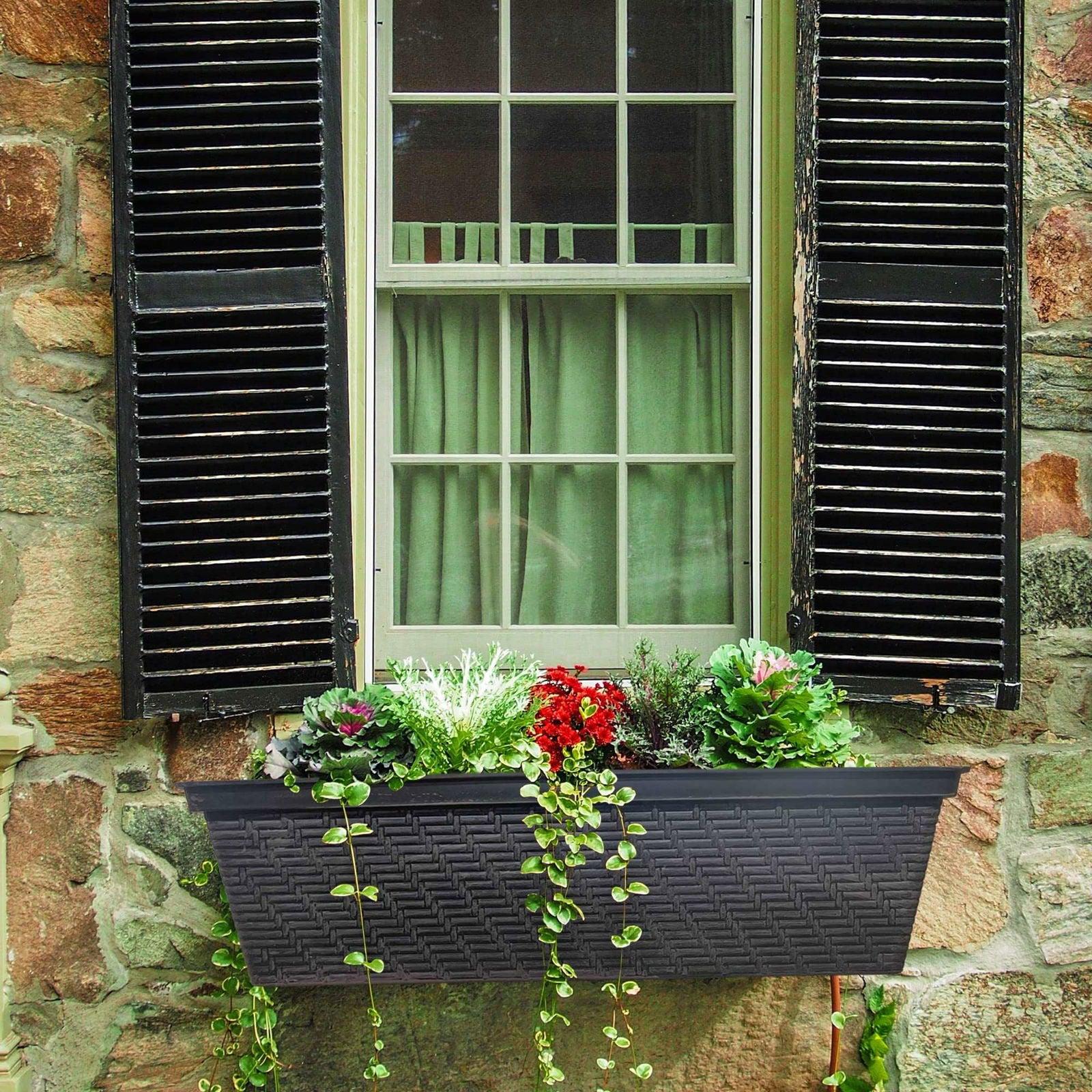 SG Traders™ Set of 2 Rattan Flower Troughs for Balcony and Garden - - 