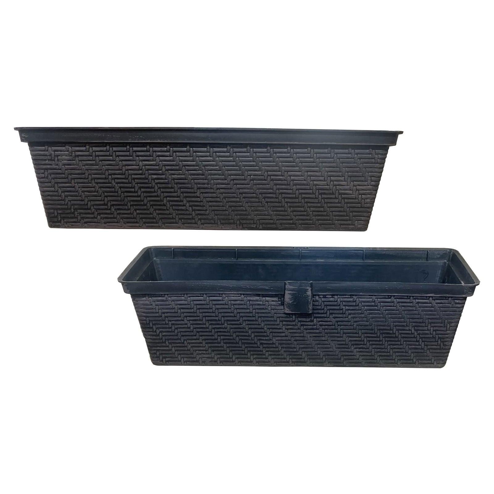 SG Traders™ Set of 2 Rattan Flower Troughs for Balcony and Garden - - 