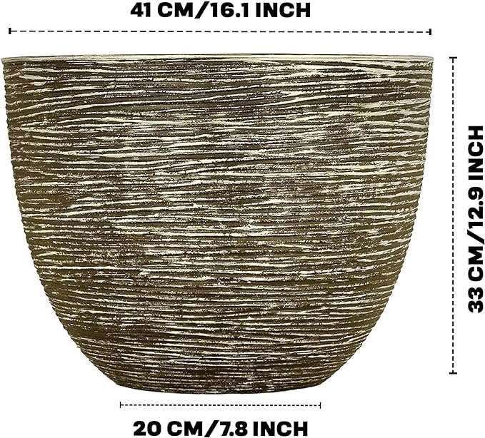 SG Traders ™ Silver 41cm Large Round Plastic Spiral Garden Plant Pot - - 