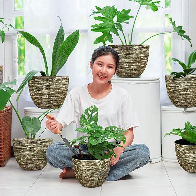 SG Traders ™ Silver 41cm Large Round Plastic Spiral Garden Plant Pot - - 