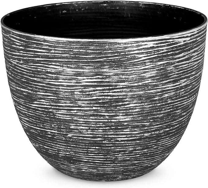 SG Traders ™ Silver 41cm Large Round Plastic Spiral Garden Plant Pot - - 