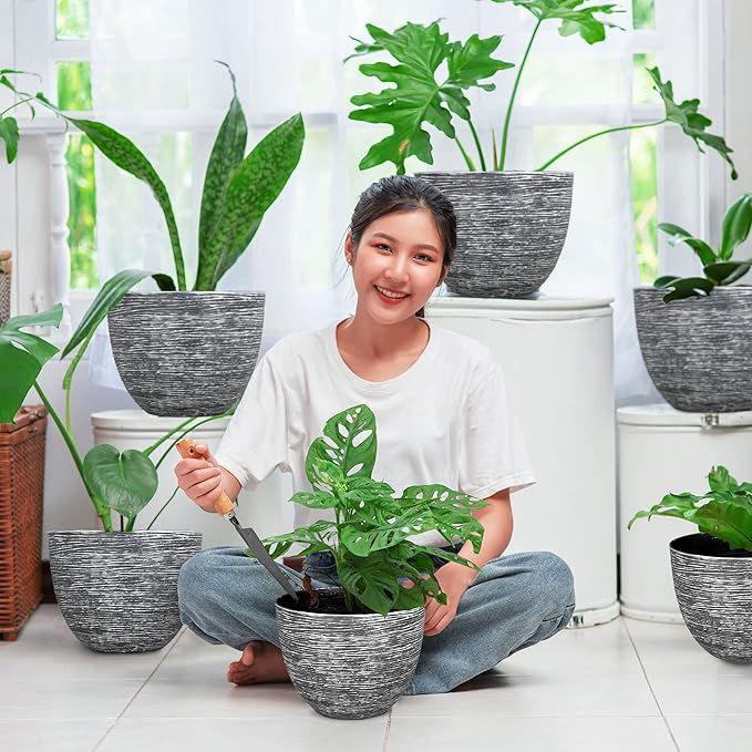 SG Traders ™ Silver 41cm Large Round Plastic Spiral Garden Plant Pot - - 