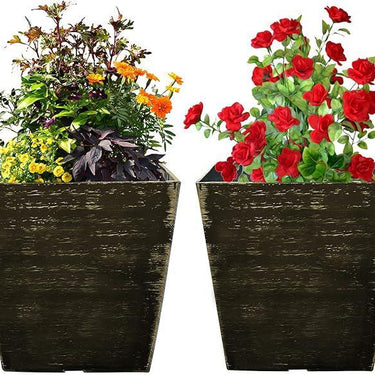 SG Traders Square Gloss Plant Pot (pack of 2) - - 