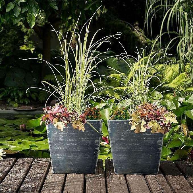 SG Traders Square Gloss Plant Pot (pack of 2) - - 