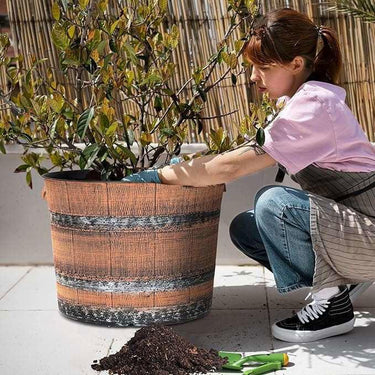 SG Traders™ Whisky Barrel Brown Garden Planter - - 