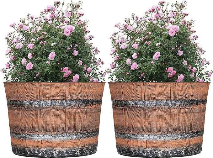 SG Traders™ Whisky Barrel Brown Garden Planter - - 