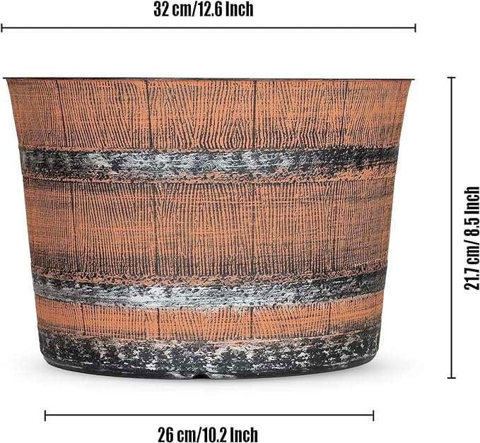 SG Traders™ Whisky Barrel Brown Garden Planter - - 