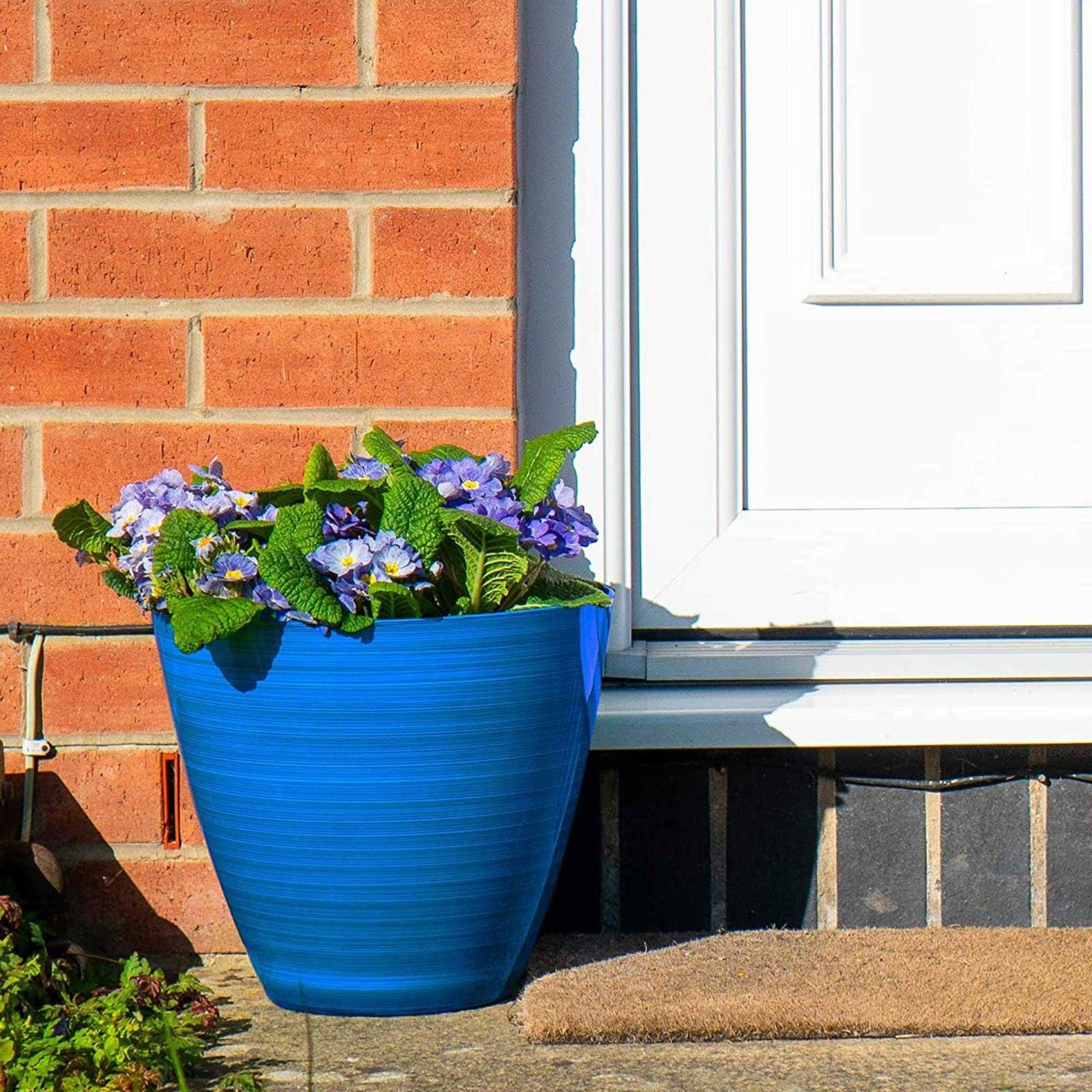 Stylish Glossy Outdoor Flower Pots (Pack of 2) - - 
