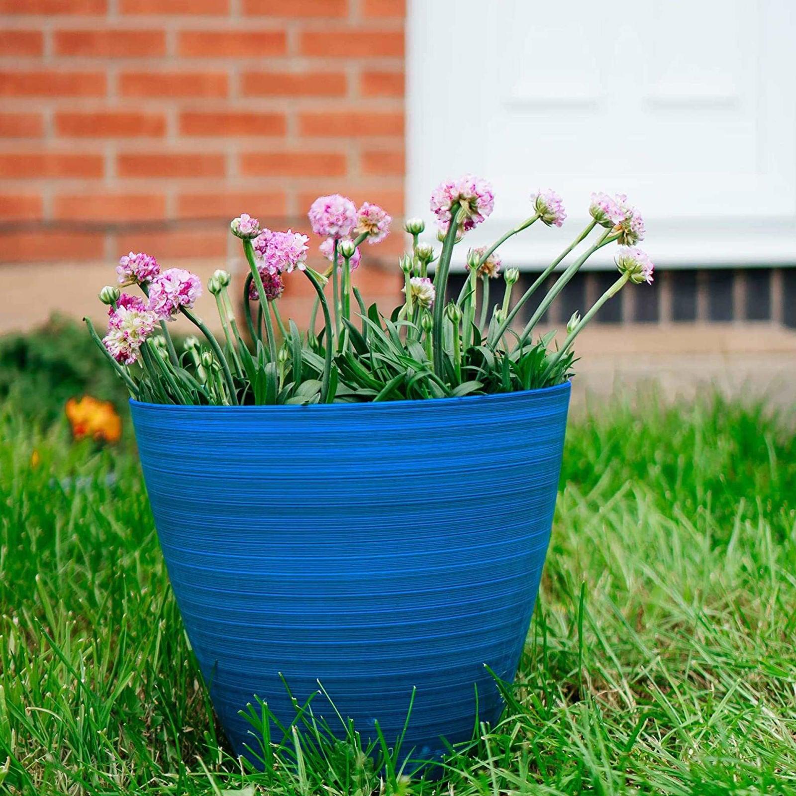 Stylish Glossy Outdoor Flower Pots (Pack of 2) - - 