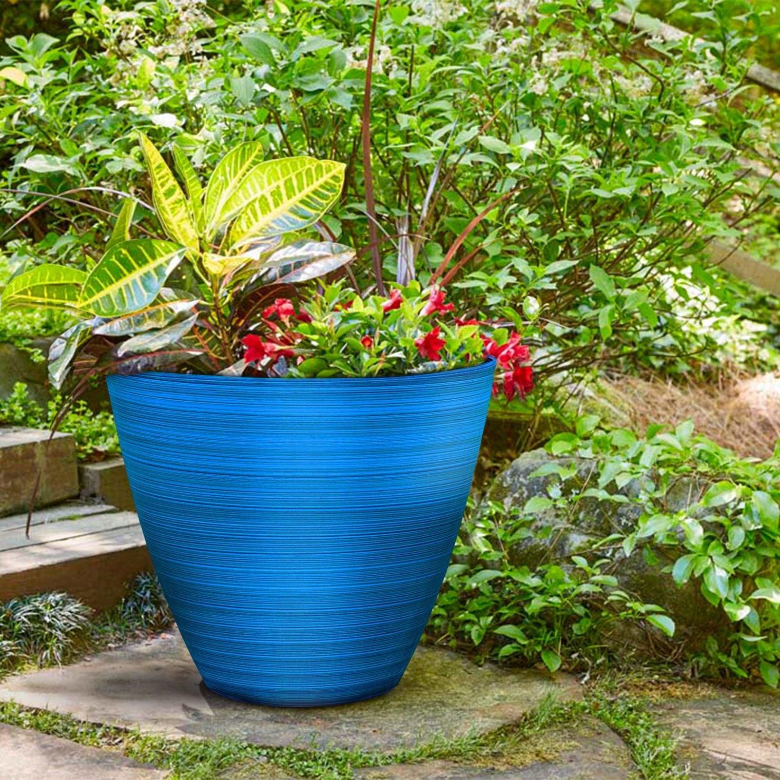 Stylish Glossy Outdoor Flower Pots (Pack of 2) - - 