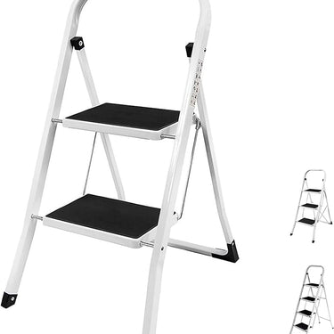 SG Traders 2 Step Ladder Folding Heavy Duty Steel Ladder Reach New Heights With Safe Durable Anti Slip Wide Portable Mat Heavy Duty Step Ladder Reliable Elevation Solutions For Indoor Outdoor Stools