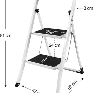 SG Traders 2 Step Ladder Folding Heavy Duty Steel Ladder Reach New Heights With Safe Durable Anti Slip Wide Portable Mat Heavy Duty Step Ladder Reliable Elevation Solutions For Indoor Outdoor Stools