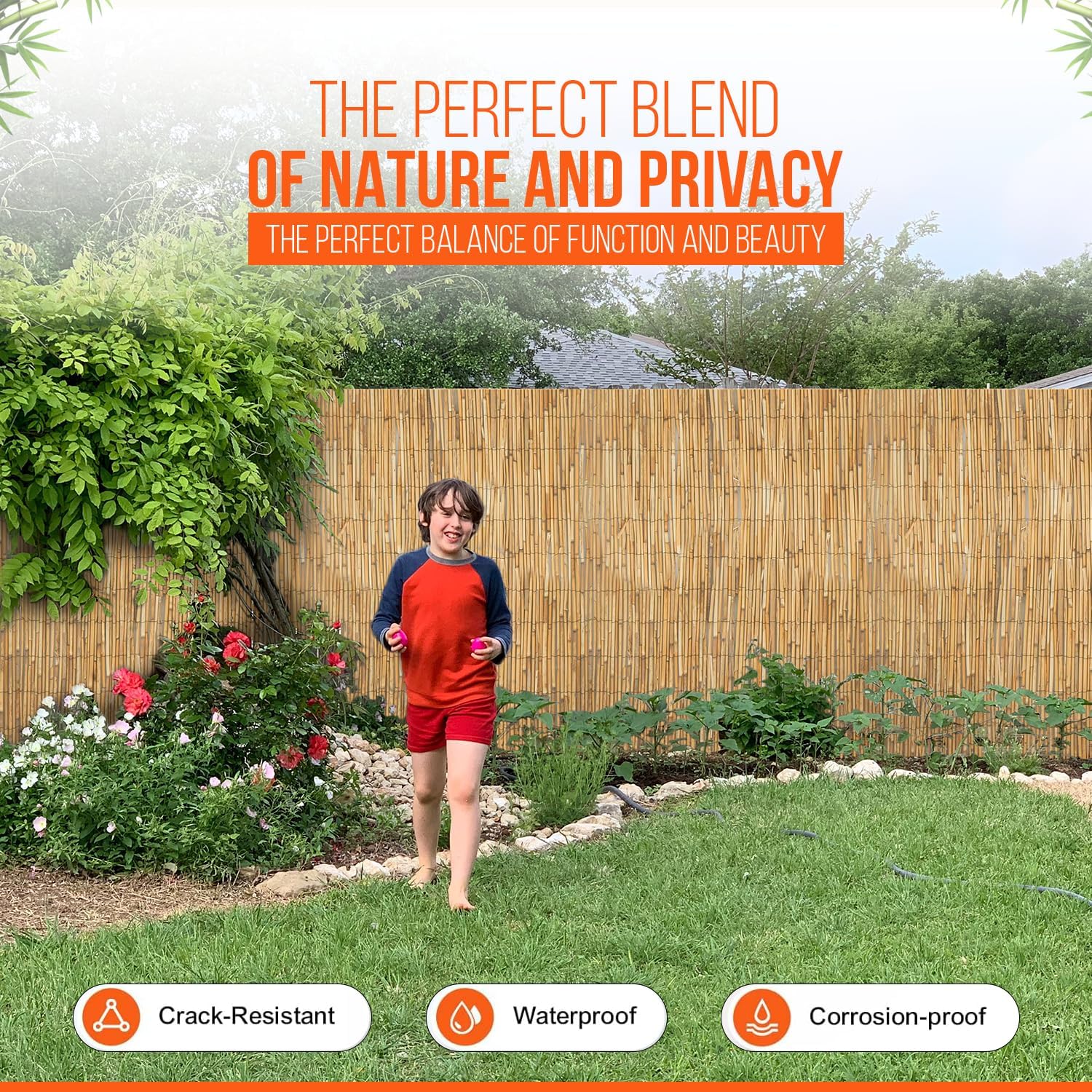 Bamboo Privacy Reeds Natural Bamboo Reed Fence Screening Roll – Durable Privacy for Garden